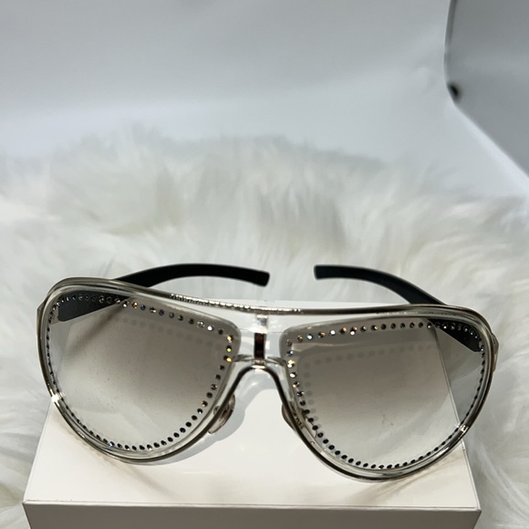 GUCCI NEW AUTHENTIC 1566 S/STRASS SWAROVSKI CRYSTAL AVIATOR SUNGLASSES (GREY MS) - Picture 5 of 17